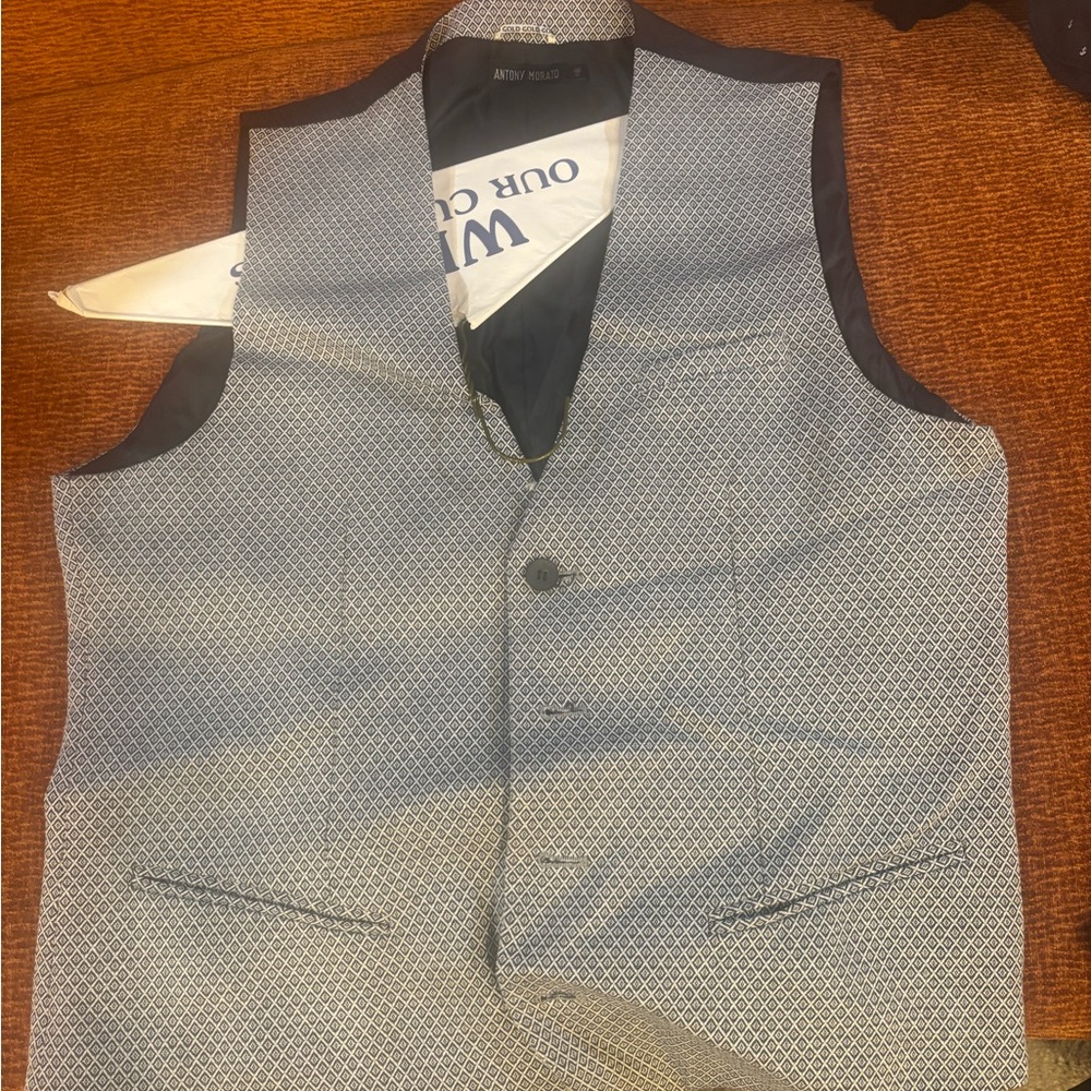 Men's Gray/Navy Patterned Vest